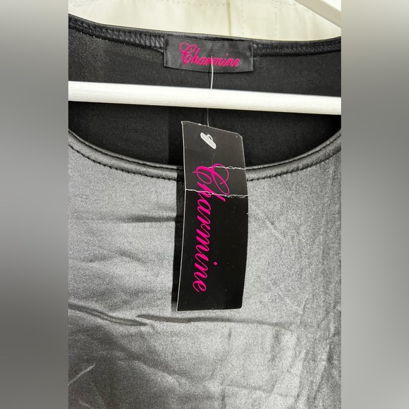 Charmaine black glossy long sleeves dress size S/M - Picture 5 of 10